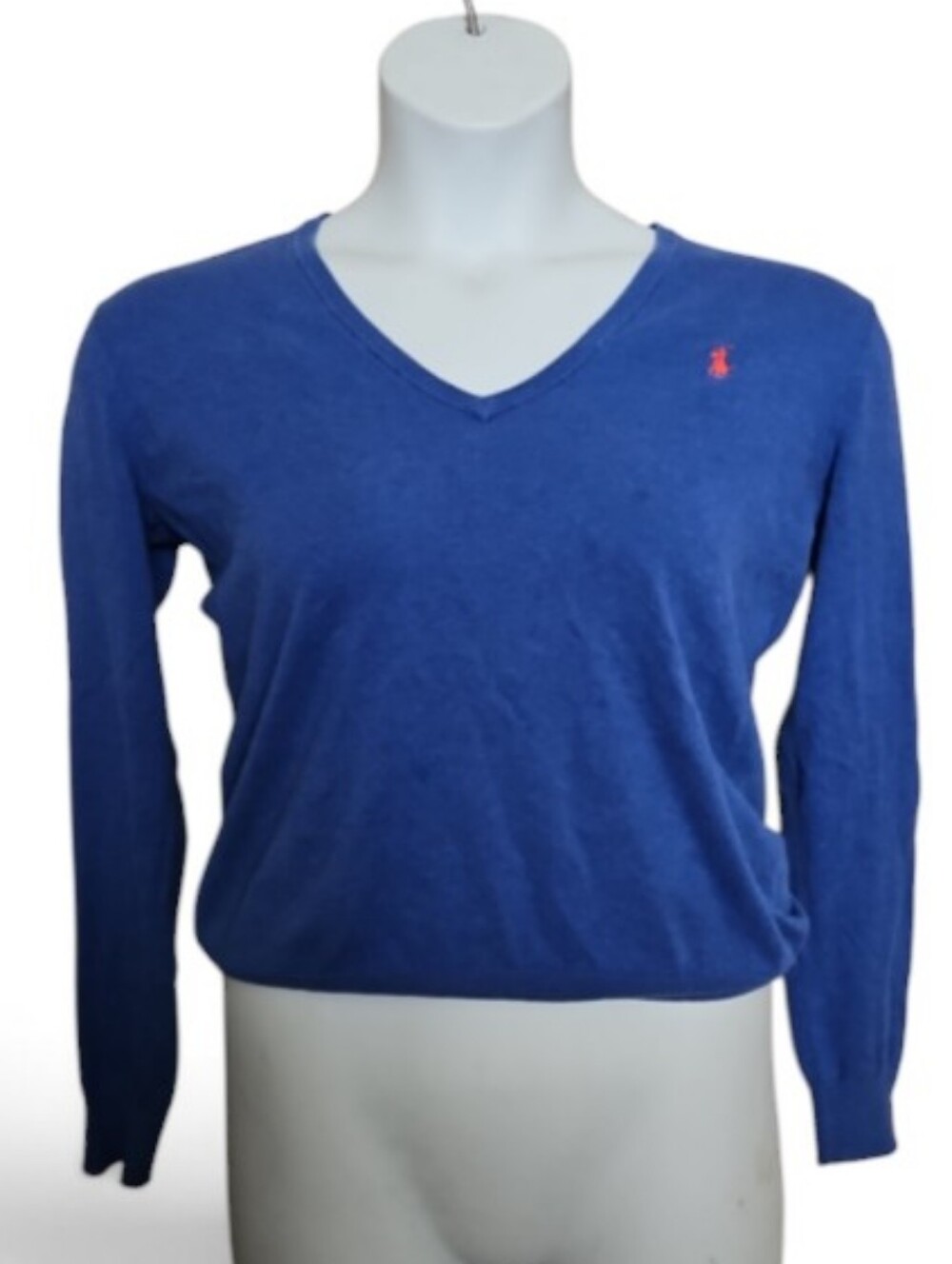 Polo Ralph Lauren V-Neck Sweater Classic Basic Light Blue Pima Cotton Size M